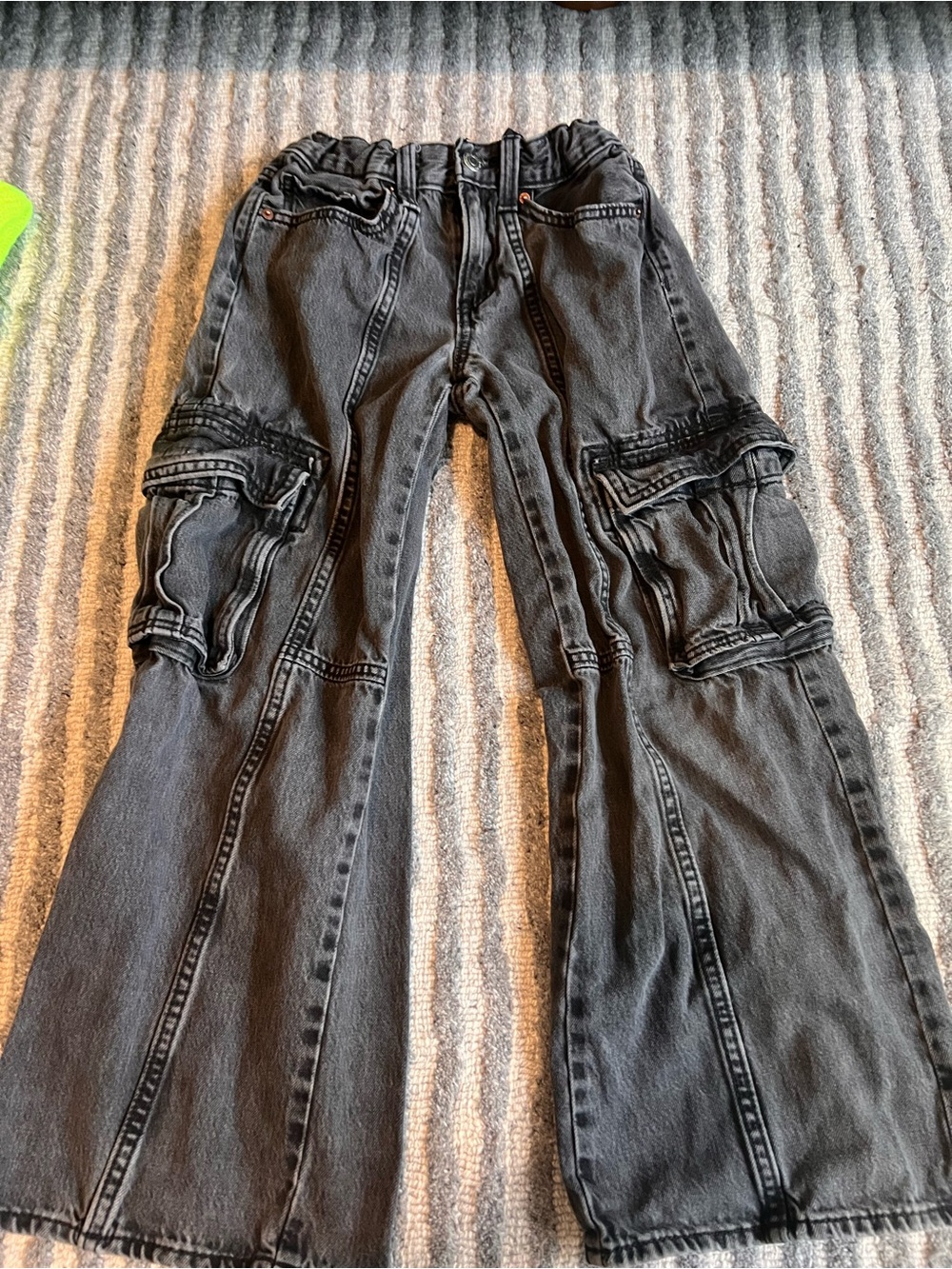 Black Cargo Flared Jeans
